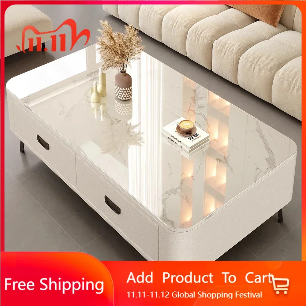 

Antique Marble Effect Coffee Tables Modern Design Square Storage Coffee Tables Minimalist Modern Center Meubles Lounge Furniture