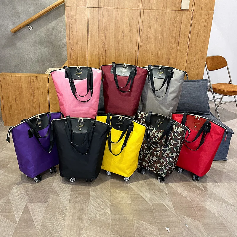 Foldable Shopping Bags Folding Shopping Pull Cart Trolley Bag With Wheels Reusable Grocery Bags Food Organizer Vegetables Bag