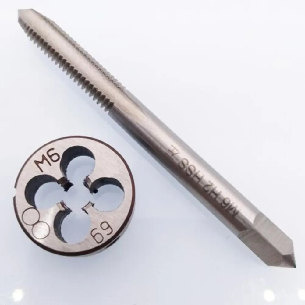 2PCS/SET HSS M6 X 1mm Tap & M6 X 1.0mm Die Metric Thread Left Hand Tool For Unalloyed And Low Alloyed Steel Zinc Alloys