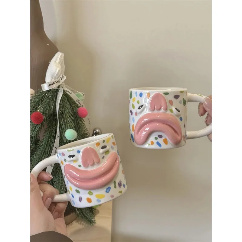 Tasses en céramique mignonnes et originales de style coréen, tasses à eau pour couple, tasses à café pour le petit-déjeuner, ustensiles de boisson pour la maison, décoration intérieure, 2024