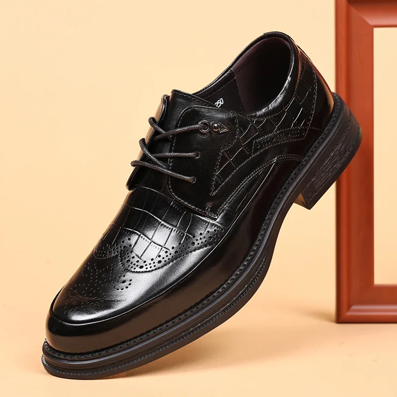 

British Leather Men Shoes Autumn Cowhide Dress Business Wedding Shoes Casual Men's Shoes