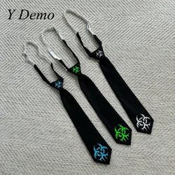 Y Demo Cyber Melted Biohazard Symbol Women Tie Knot Adjustable Strap Zipper Neck Ties
