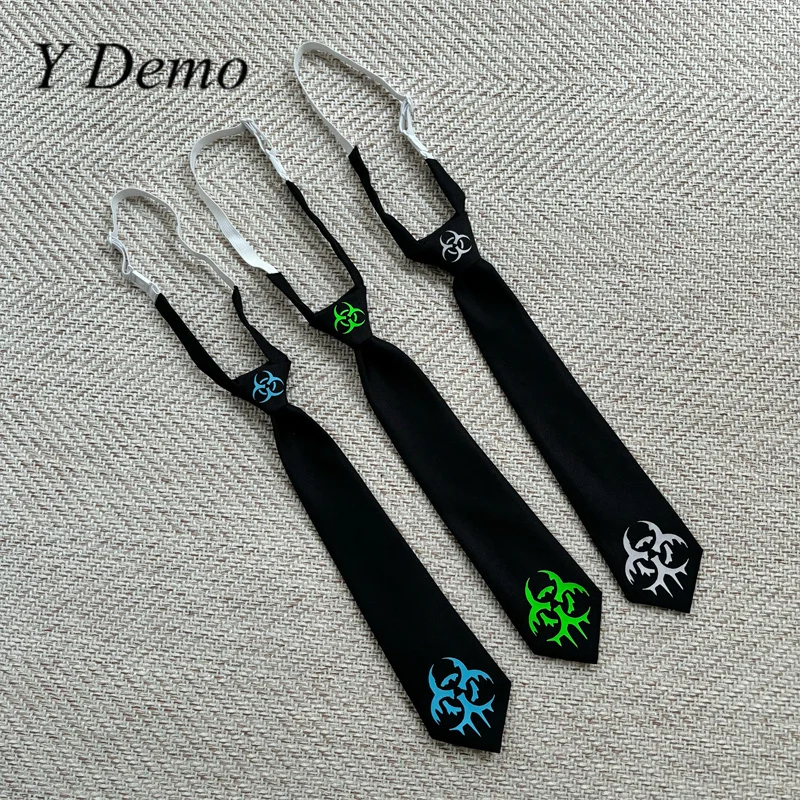 Y Demo Cyber Melted Biohazard Symbol Women Tie Knot  Adjustable Strap Zipper Neck Ties