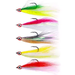 5Pcs Bucktail Teasers Fishing Hooks High Carbon Steel Steelhead Minnow Fly Fishing Flies Lure for Salmon Trout Bass