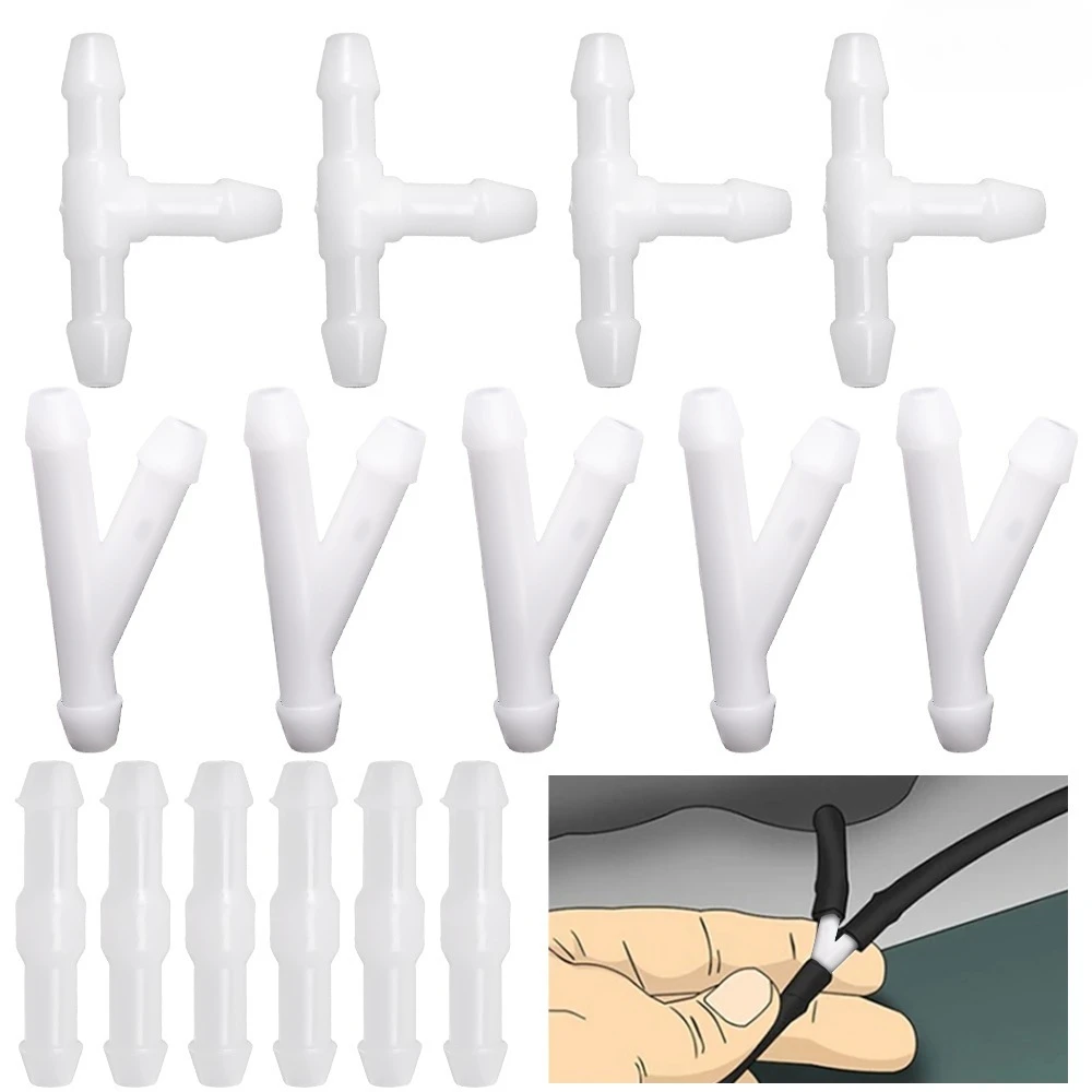 Windshield Wiper Washer Hose Connector Fluid Tube Pipe Joint T Y I Type Plastic Auto Spray Nozzle Adapter Glass Wash DIY Tool