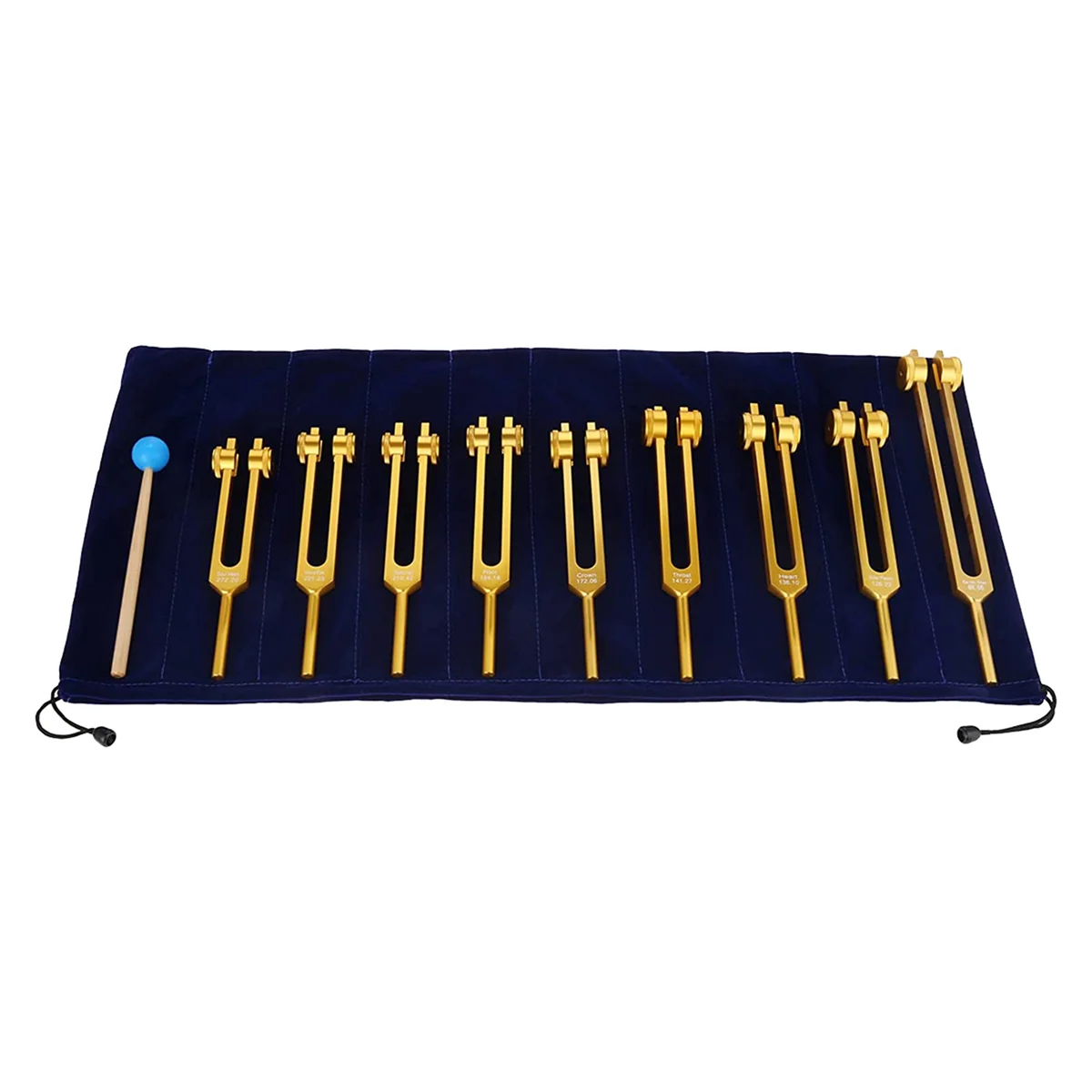 

Aluminum Alloy Tuning Forks Set with Hammers for Healing, Sound Therapy, Meditation, Yoga,Gold