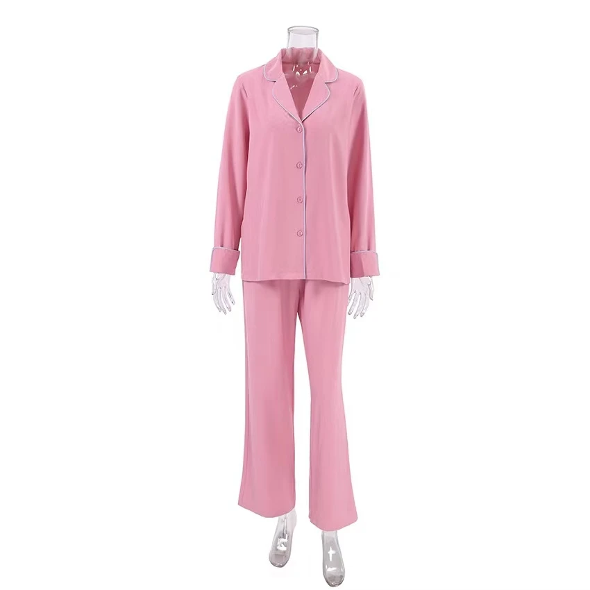 

Simple Loose Casual Top And Pants Set Home Clothes Two-Piece Set Comfortable Autumn Long Sve Women's Home Faion