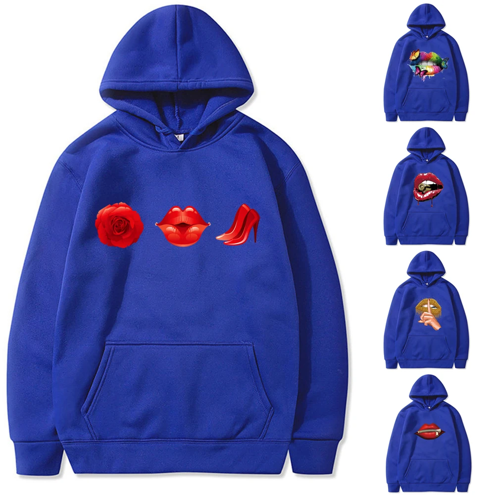 Mannen/Vrouwen Hoodies Lange Mouwen Casual Mond Afdrukken Sweatshirt Lente Hip Hop Trui Sport Top Hooded Sweatshirts Streetwear