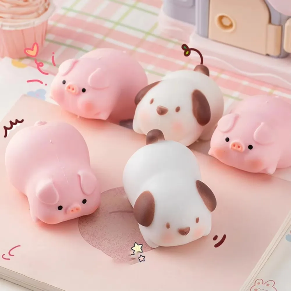 Cute Pig Dog Fidget Toys Stress Relief Sensory Stretch Squeeze Toys Soft Memory Foam Slow Rebund Venting Balls Decompression Toy