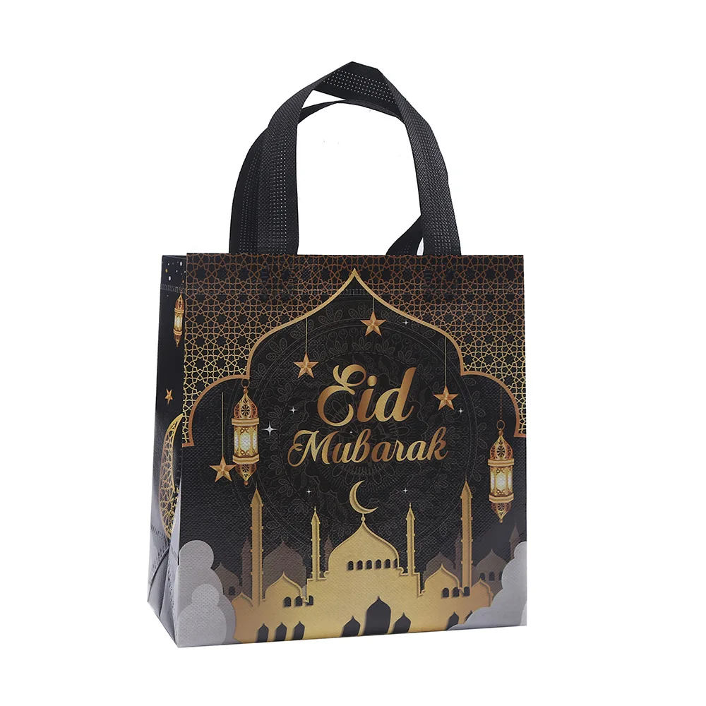 StoBag, Eid Mubarak Gift Bags, Celebrate with Arabic Calligraphy and Moon Designs, 12/30pcs, Eco-Friendly Non woven