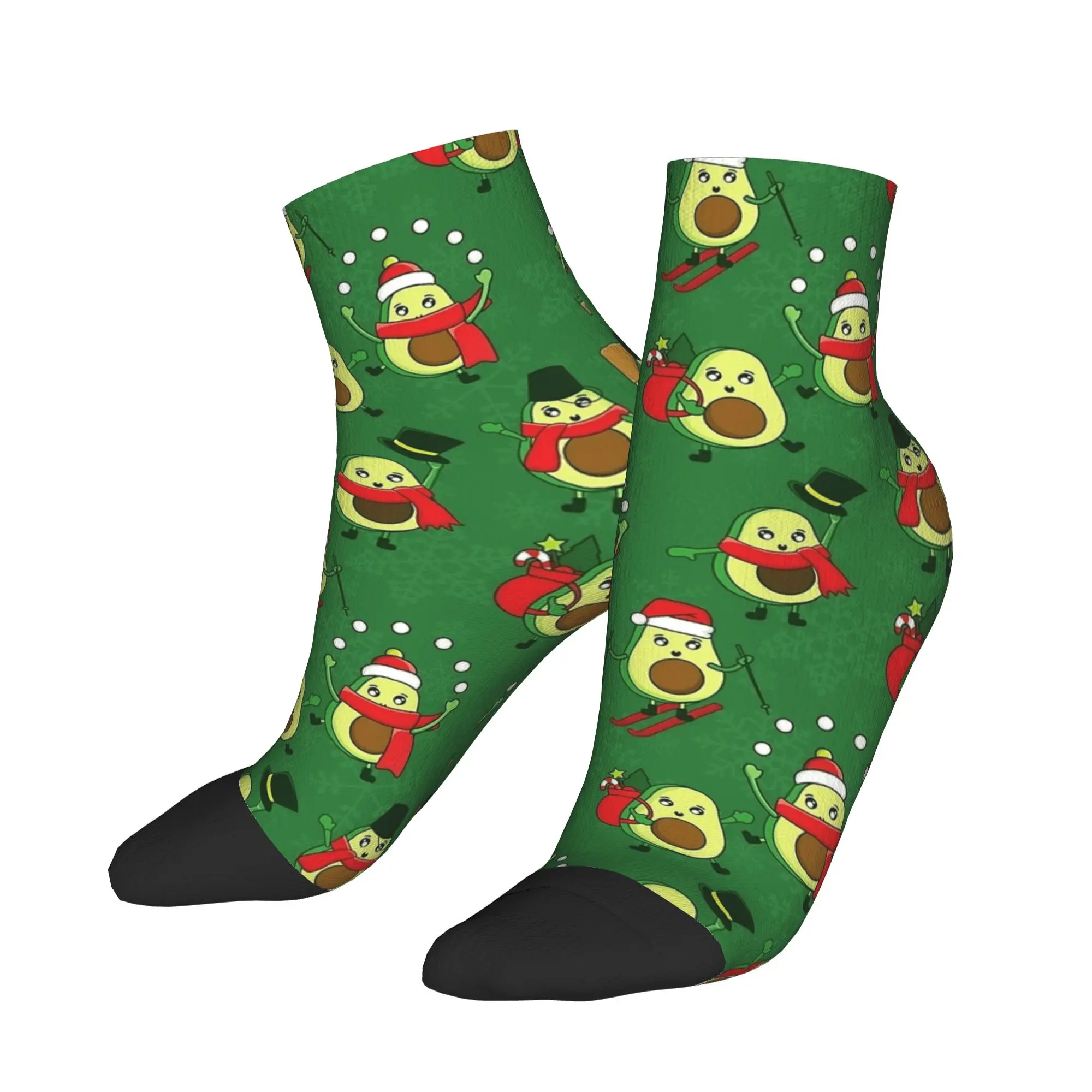 Men Casual Socks Ugly Christmas Avocado Santa Winter Non Skid Soft Breathable Sock Spring  Novelty Printed Climbing Socks