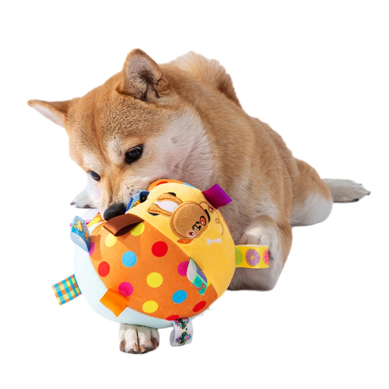 Plush Dog Vocal Toy Ball Funny Interactive Pet Toys with Bells Cleaning Tooth Chew Toy For Small Large Dogs Cats Puppy Plaything