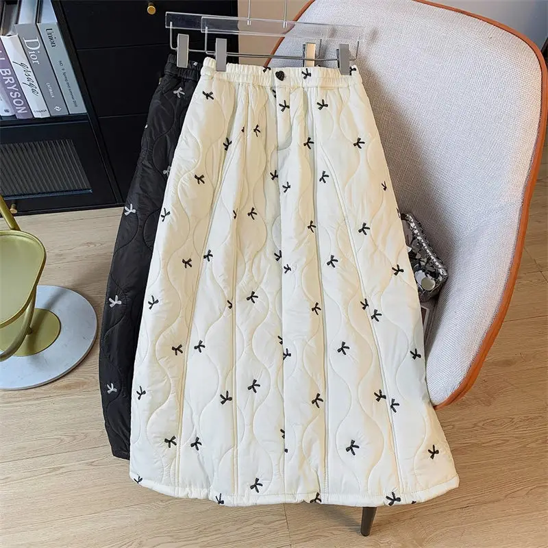 

Легкая пуховая хлопковая юбка для женщин осень-зима, теплая ветрозащитная длинная стильная юбка-зонтик трапециевидной формы в корейском стиле A705