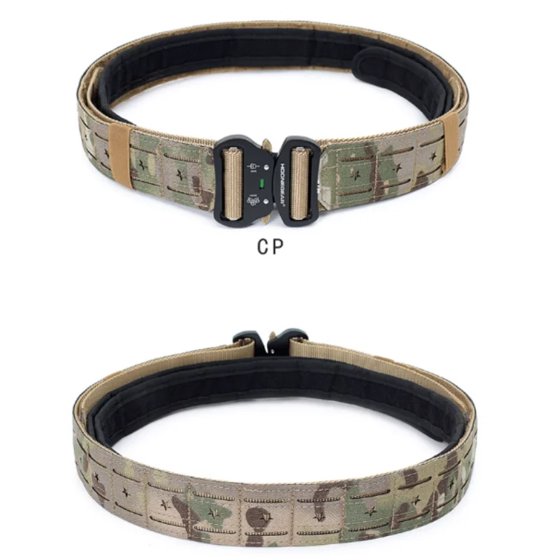 2-Zoll-taktischer Gürtel mit Schnellverschluss und Metallschnalle, MOLLE-Laser-Herrengürtel, Camo – Detail 4