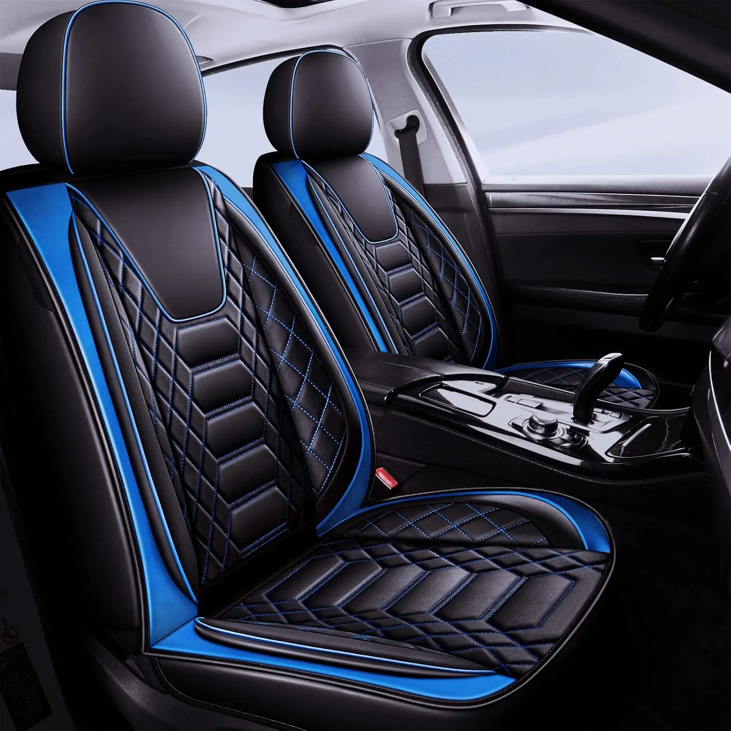 

Car Seat Covers Front Only 2pcs, Leather Driver Seat Cover Protector Airbag Compatible Universal Fit for Sedan SUV Pick-up Truck