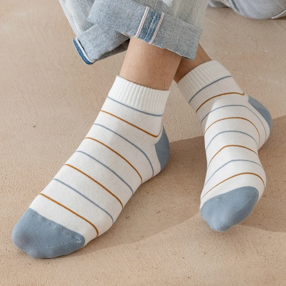 6 Pairs Striped Sports Socks Men Fashion Low Cut Ankle Socks Boys High Quality Short Socks