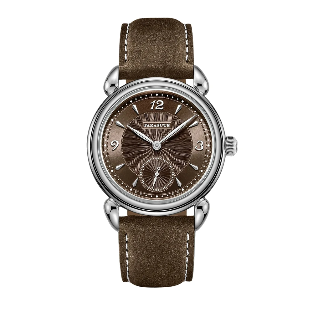 FARASUTE Men Vintage Watch 37mm Manual Winding Mechanical Wristwatch Ultrathin Sapphire Mirror Sunray Dial SW261 Movement