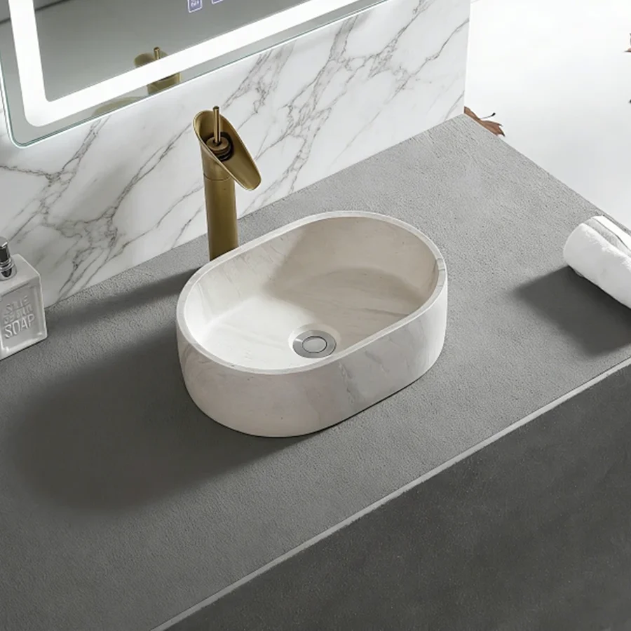 

40Cm*28Cm Oval-Shaped Cement Washbasin with Patterned Design, an Ideal Choice for Modern Bathroom Equipment, Suitable for Changing Rooms, Vanity Tables, Bathrooms, Toilets, and Rvs ﻿