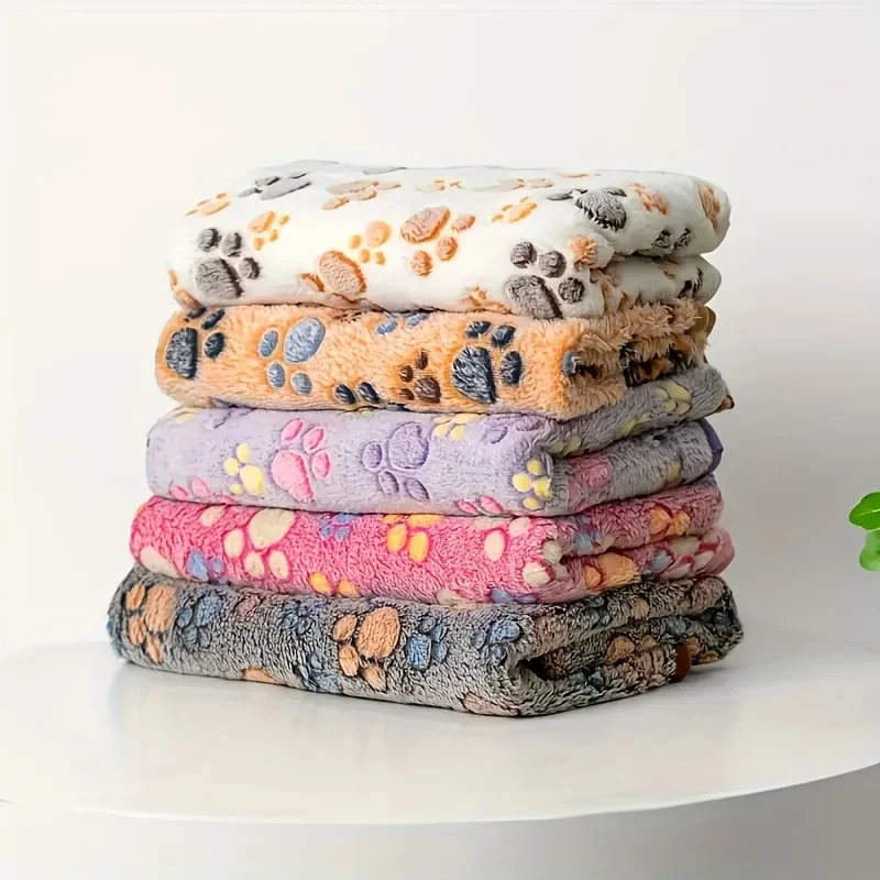 

Фланелевое одеяло для домашних животных, милое одеяло с принтом лапы собаки, коврик для домашних животных для щенков, котят, теплое и удобное одеяло, подходящее для кошек и собак