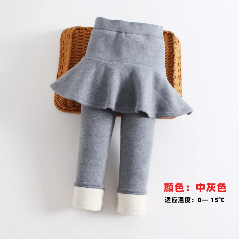 Winter Girls Legging Skirt Pant Kids Thick Warm Fake Pantskirt Children Plus Velvet Cotton Culottes Boot Cut 3-10 Years Clothes