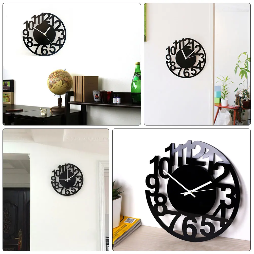 

Creative Half Moon Shape Wall Clock Acrylic Hanging Mute Clock for Bedroom Living Room Office Home Decoration Art
