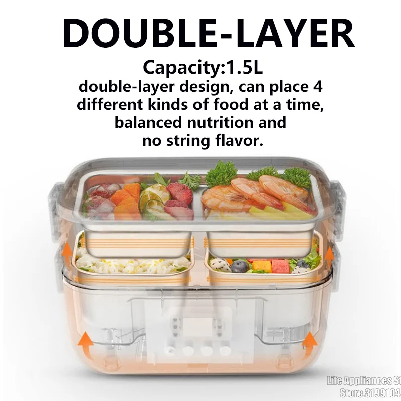 Joyoung Electric Lunch Box Rice Cooker Portable Mini Double-layer Lunch Box For Home Office Heating Food Storage Container EU AU