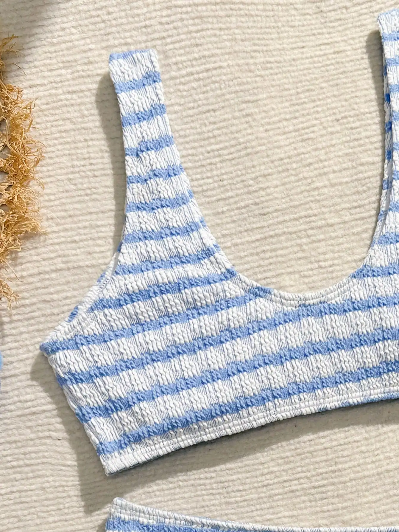 

Сине-белый полосатый комплект бикини с высокой талией, женский купальник из двух частей, пляжная одежда для отпуска