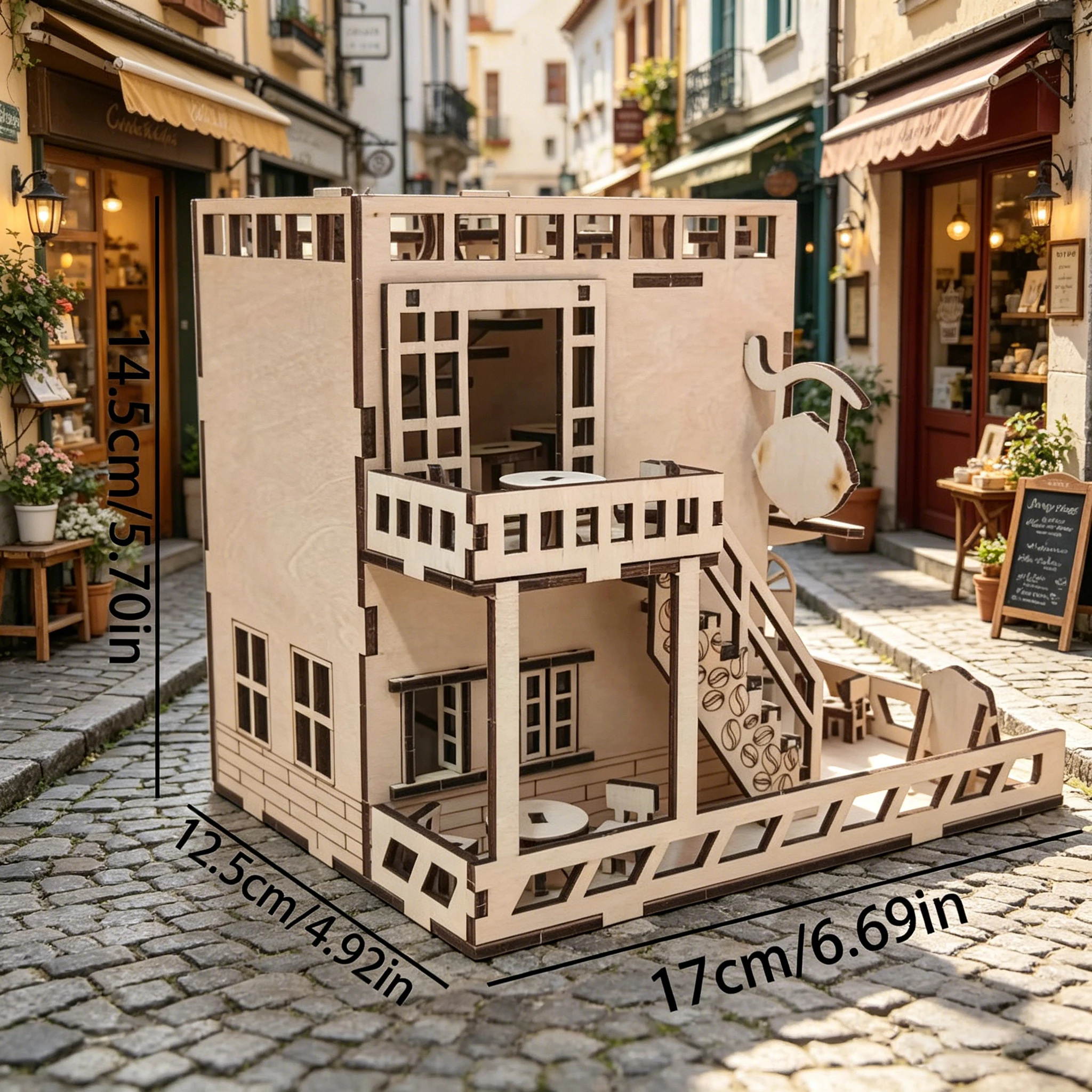DIY European Mini Coffee Shop 3D Wooden Puzzle Model