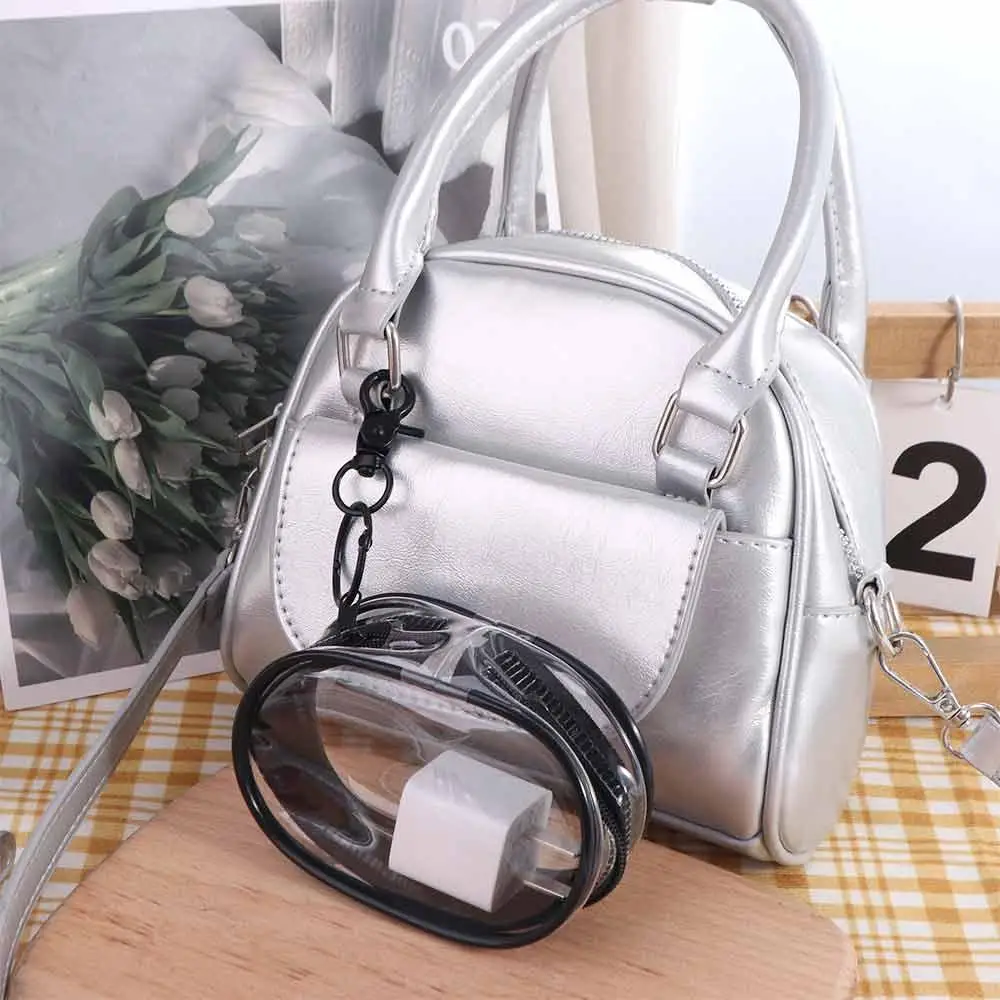 With Keychain Phone Charger Bag Storage Transparent Data Cable Storage Bag Portable PVC Digital Storage Bag Data Cable