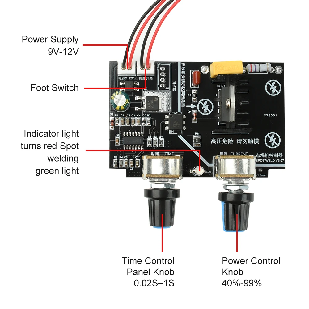 40A Spot Welder Control Module spot welding controller Adjustable Time&Current Solid-State Relay Control Spot Welder Accessories