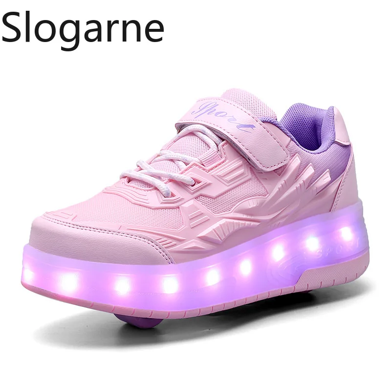 Girls Roller Skates Shoes 2 Wheels Boys Light Sports Shoes Children Inline Skates Deformation Shoes Women Professional Sneakers