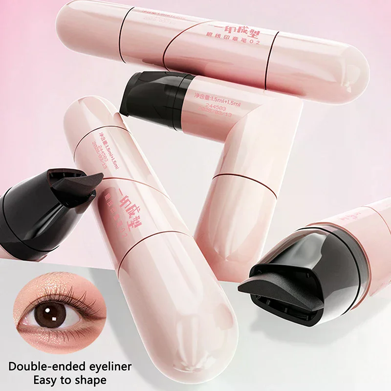 Tampon Eyeliner intégré, chevalière de contour précis, Eyeliner longue durée, stylo liquide, maquillage, cosmétiques