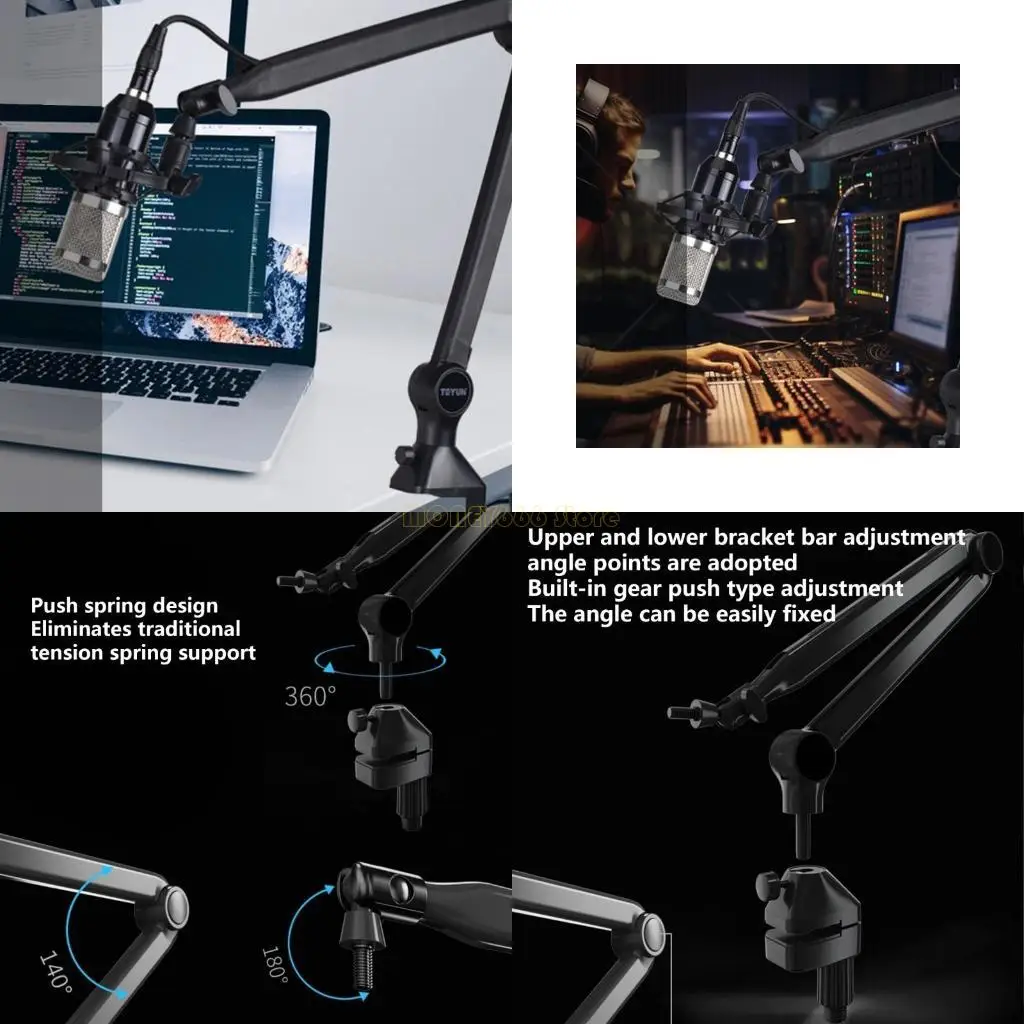 F62C Press and Adjust Cantilever Bracket Mic Holder Stand Freely Orientation Stable Load-Bearing Desktop Lazy Support Rack