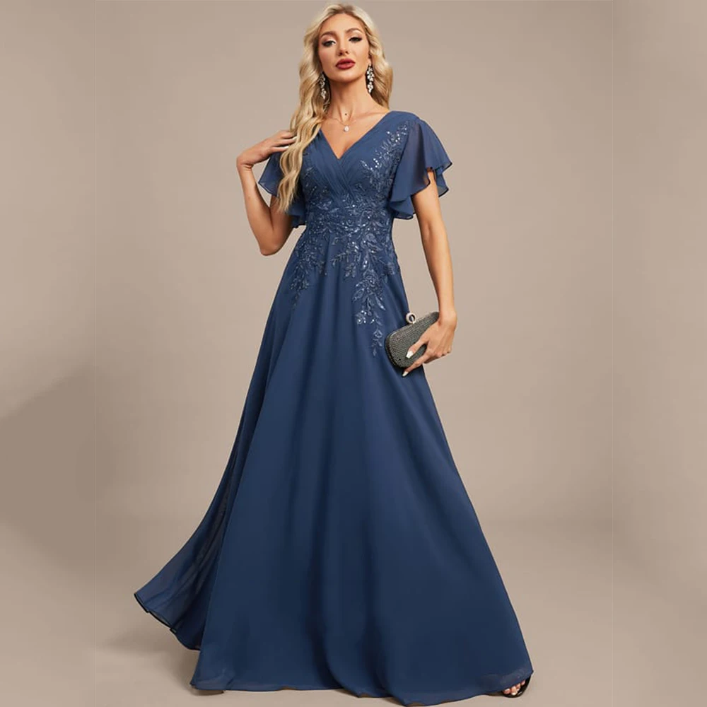 

Charming Mother of the Bride Dresses Exquisite A Line Strapless Wedding Guest Gowns Chiffon Elegant Dress Women Wedding Party