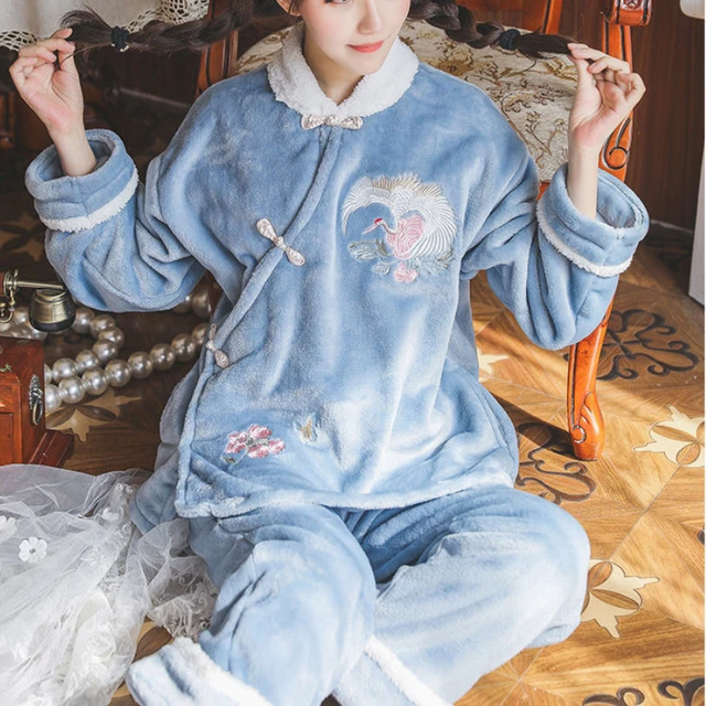 Super Soft Thick Pajamas Set With Hood | Warm Cozy popular Fleece Adults Homewear | Fluffy Button Up Robe And Pants Sleepwear | Cute Animal Costume