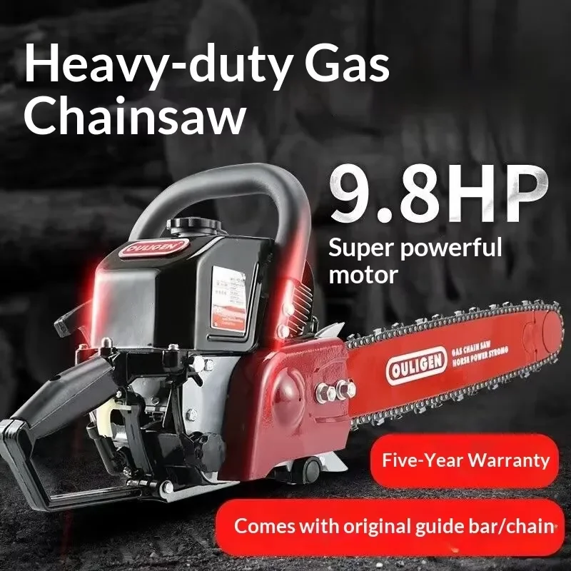 Chain Saw 9.8 Multi-Functional Household Tree Cutting Machine 60-120cm Guide Bar for Big Trees Open Board Carving