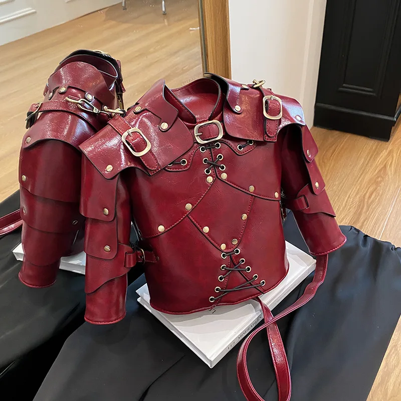 Creative Retro Armor Single-shoulder Bag Punk Style Neutral Street Style, Crossbody, Niche Design Motorcycle Women's Bag