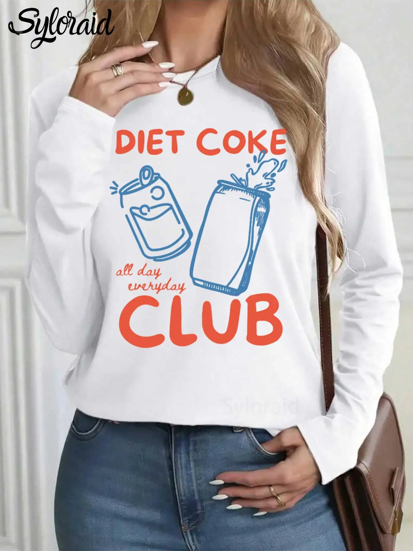 

Women's Long Sleeve T Shirt Soda Drink Lovers T Shirt Fashion Round Neck Casual Top