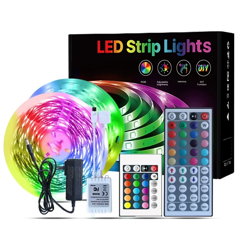 

DC 24V RGB 5050 LED Strip with Tape Decor 24/44 Remote Control for Room LED 5M 10M 15M 20M 30M PC TV Backlight Neon LED Lighting