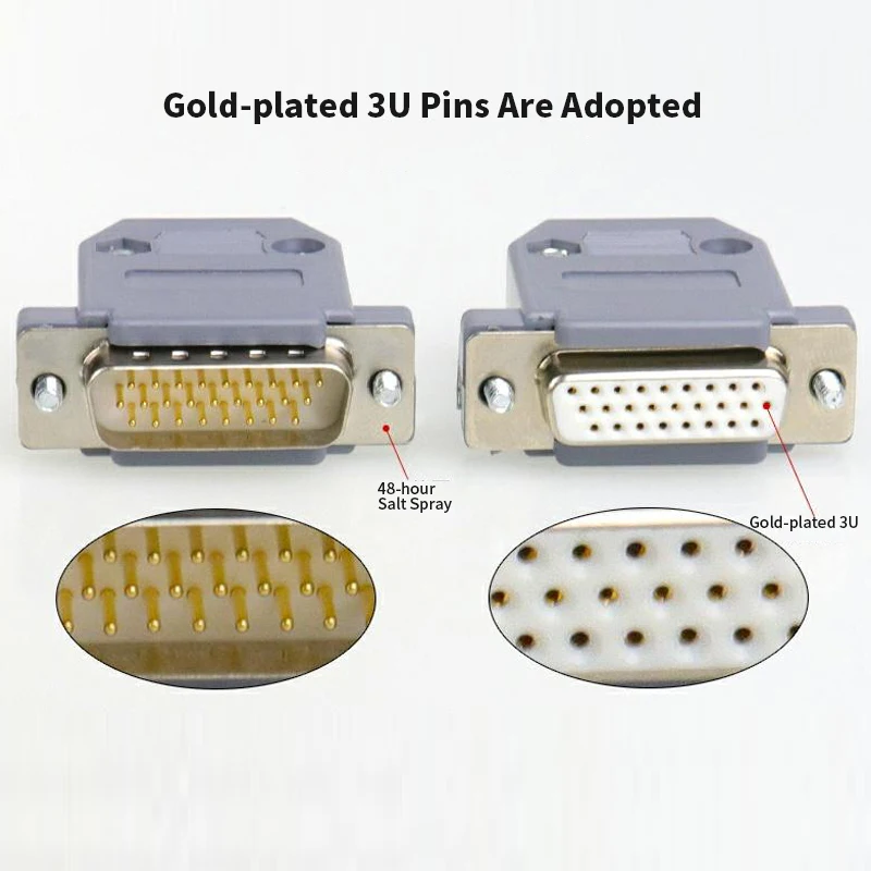 Thin DB26 Welding Plug Gold-plated Male Female 3 Rows 26 Pin Connector D-SUB26 Soldering Joint with Shell for Converters
