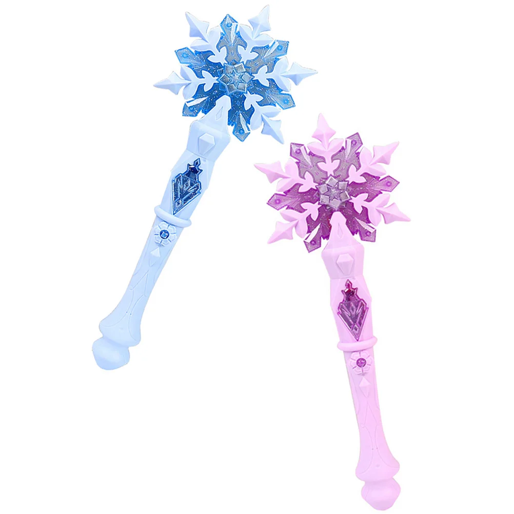 2 Pcs Snow Halloween Costumes for Girls Fairy Toy Snowflake Light Sticks Party Plastic Children Photo Prop