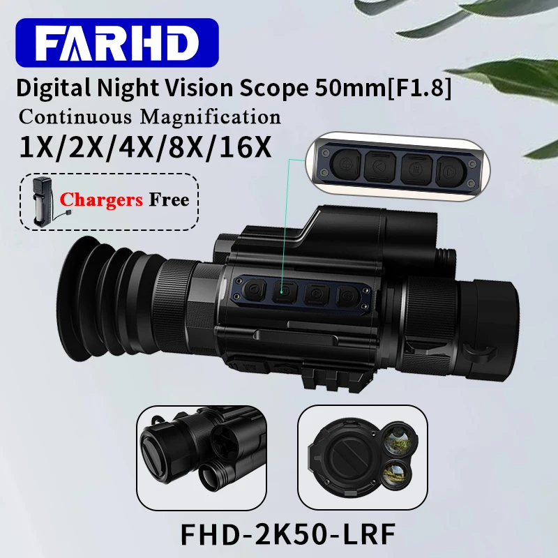 

Affordable Price FHD-2K50-LRF Night Vision Scope Gyroscope 0.39 "OLED Screen 1024x768 Pixel Thermal Monocular