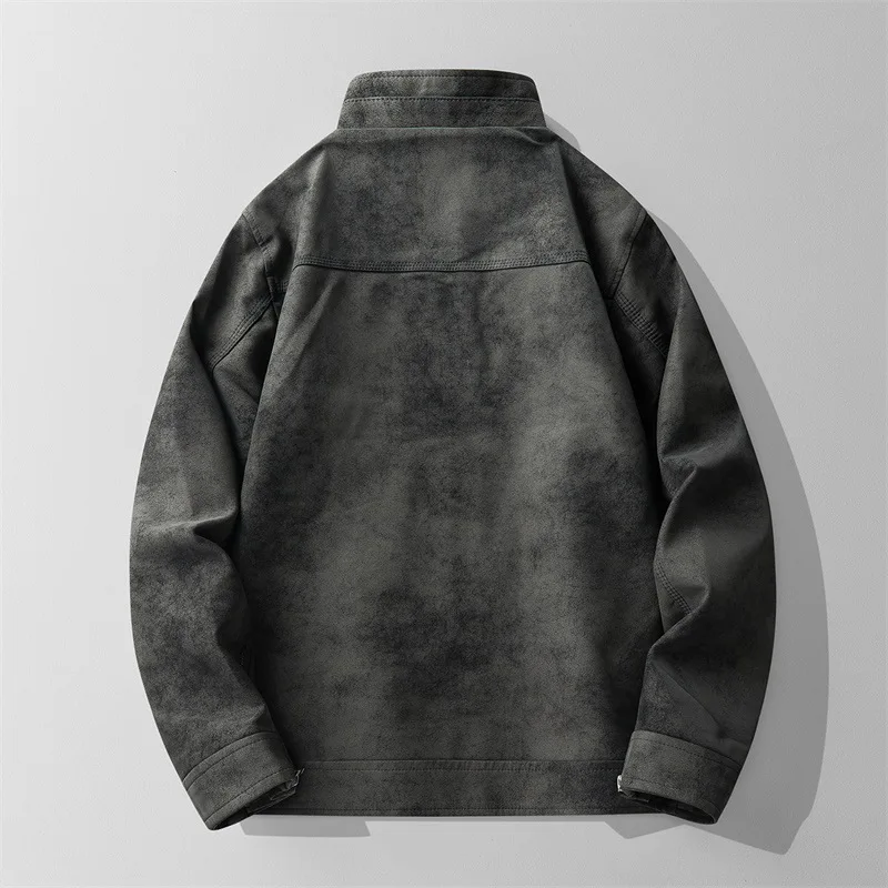 2026 Herren Vintage Distressed Fleece-gefütterte Kurze Bikerjacke Amerikanischer Casual Fliegermantel Wildleder-Imitat PU-Leder Freizeitoberbekleidung