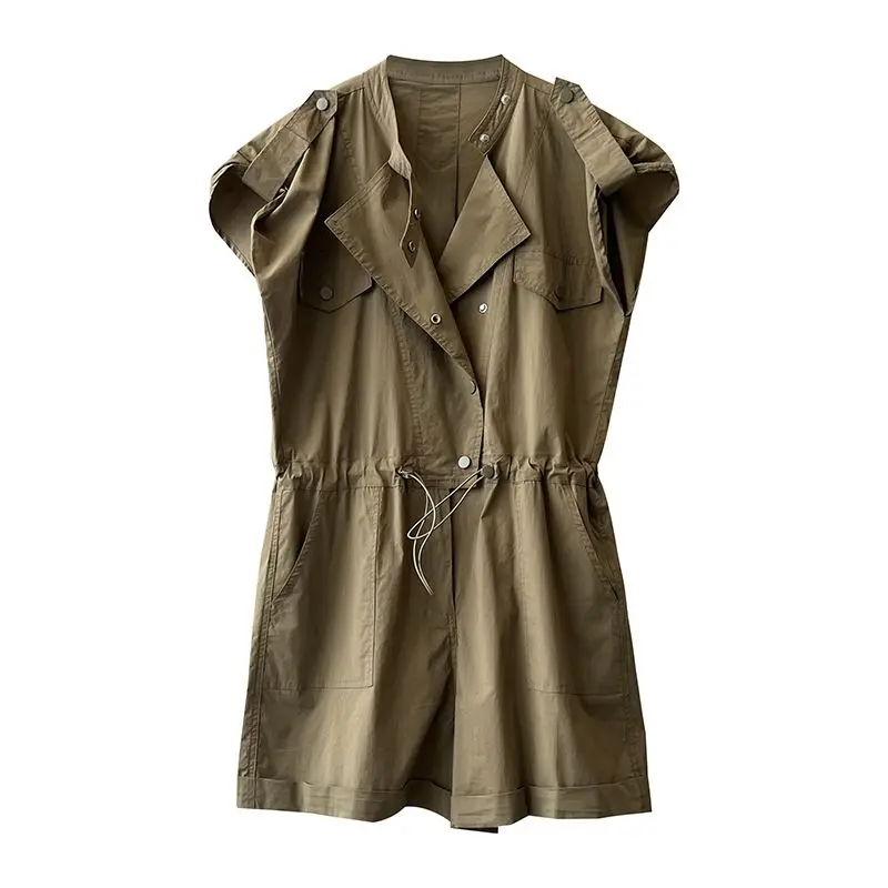 Workwear  shorts  summer thin pants wide leg jumpsuit set fashion  trousers women  korean style  cargo pants women