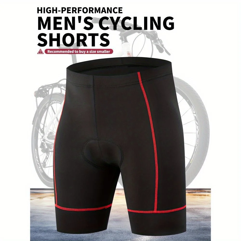 Herren-Radhose, 3D-Gelpolsterung, atmungsaktiver Stoff, reflektierende Streifen, für Radfahren, Laufen, Wandern, Schwarz Rot