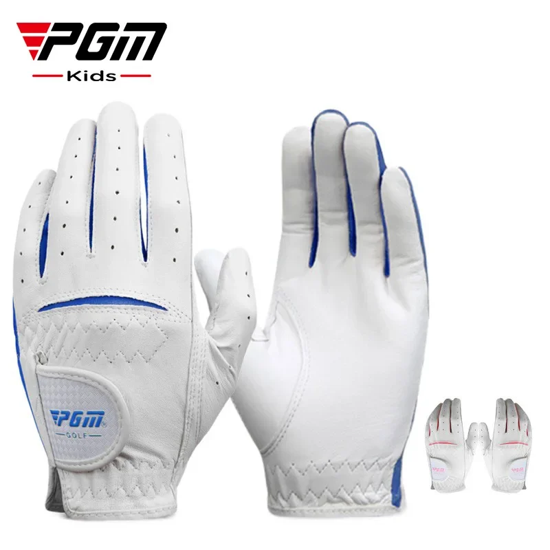 PGM 1 Pair Kids Golf Gloves Boys Girls Cape Kid Genuine Leather Sport Hand Glove Wear Breathable Training Protective ST023