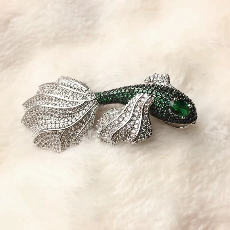 

Fish Brooch For Women Fashion Jewelry With Cubic Zircon Cute Style Female Gift Free Shipping