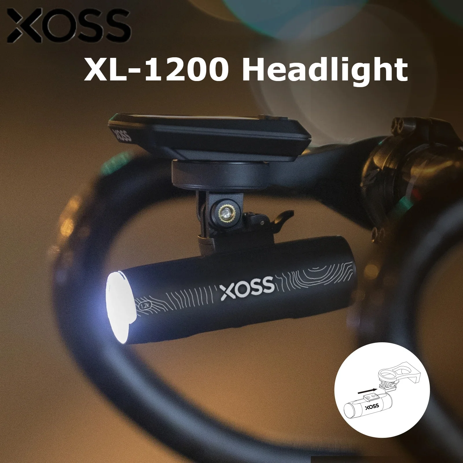 

XOSS XL1200 Headlight Bicycle light Ultralight Flashlight IPX6 Waterproof Aluminum Rechargeable Front Lamp Bicycle Light