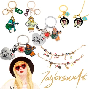 الفولاذ المقاوم للصدأ ستار المغني قلادة قلادة سلسلة المفاتيح للرجال والنساء، سوار تايلور، جمع المعجبين، قلادة القلب، حامل حلقة المفاتيح، حقيبة اكسسوارات أعلى 6 مبيعات لخاتم تايلور سويفت - رقم 4