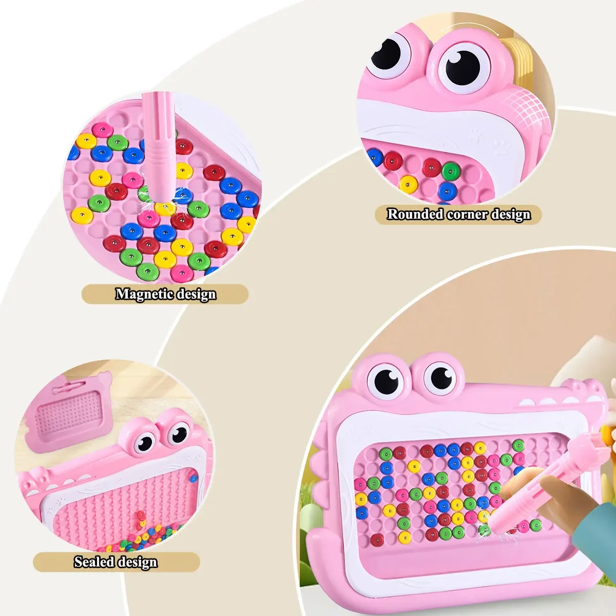 Montessori Game Toys New Kids Magnetic Beads Doodle Board with Puzzle Pen  Drawing for Children  Education Gift